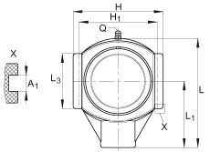 吊裝式軸承座單元 RTUEY30-TV-VA, 塑料軸承座，內(nèi)圈帶平頭螺釘?shù)耐馇蛎媲蜉S承，耐腐蝕設(shè)計(jì)，R 型密封