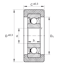 滾輪 KLRZ10X30X10-2Z, 帶塑料箍，兩側(cè)密封
