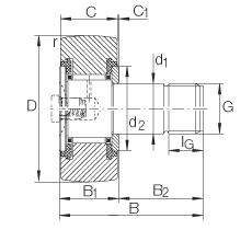 螺栓型滾輪 KR16-PP, 軸向引導(dǎo)，兩側(cè)用塑料推力平墊圈