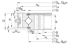 交叉滾子軸承 XI120288-N, 有內(nèi)齒，兩側(cè)唇密封