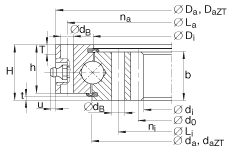 四點接觸球軸承 VI160288-N, 有內(nèi)齒，兩側(cè)唇密封