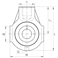 吊裝式軸承座單元 THE35, 鑄鐵軸承座，帶偏心鎖圈的外球面球軸承，T 型密封