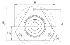 軸承座單元 RATR35, 帶三個(gè)螺栓孔的法蘭的軸承座單元，沖壓鋼板，偏心鎖圈，P型密封