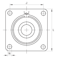 軸承座單元 PCCJ40, 帶四個螺栓孔的法蘭的軸承座單元，鑄鐵，雙列角接觸球軸承，P 型密封