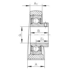 直立式軸承座單元 PSHEY45, 鑄鐵軸承座，內(nèi)圈帶平頭螺釘?shù)耐馇蛎媲蜉S承，P 型密封